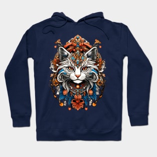 Mysterious Cat tribal art retro vintage design Hoodie